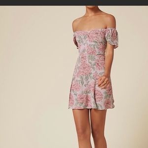 Reformation off shoulder dress Rosa mini dress